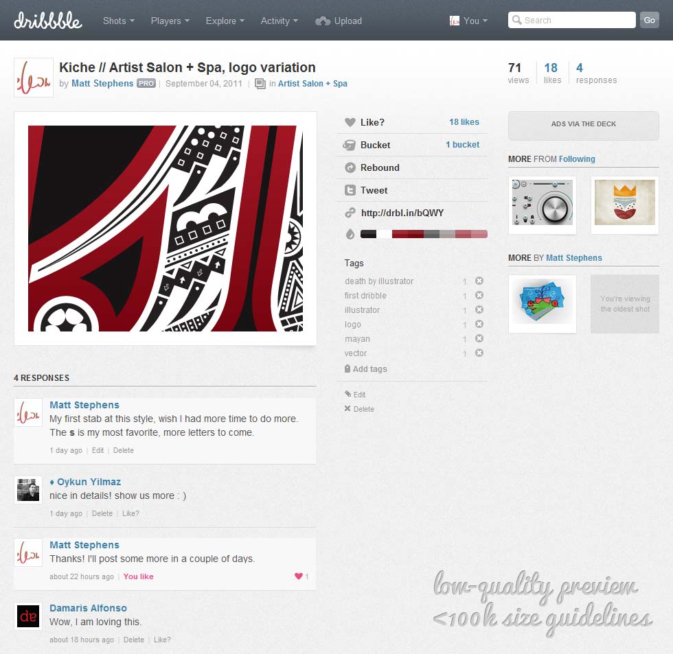 Dribbble Author Comment Re-Style
