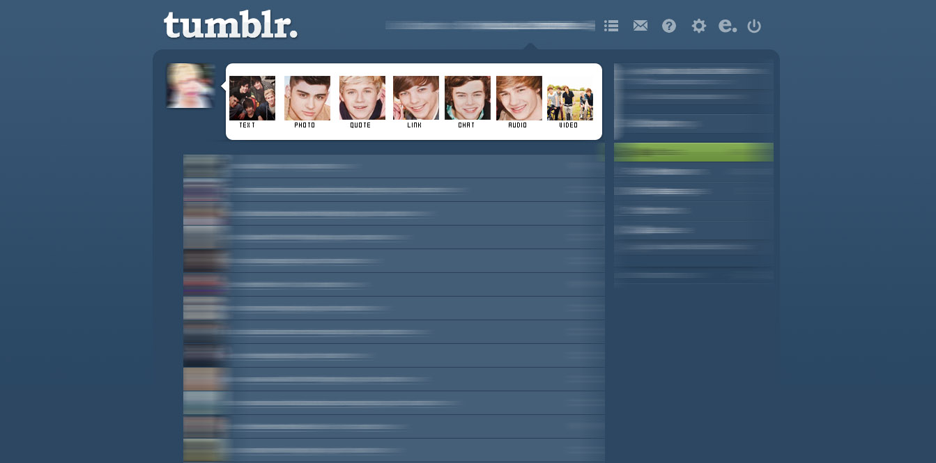 One Direction Tumblr Navigation