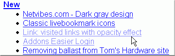 Link: Visited hyperlinks with opacity effect.