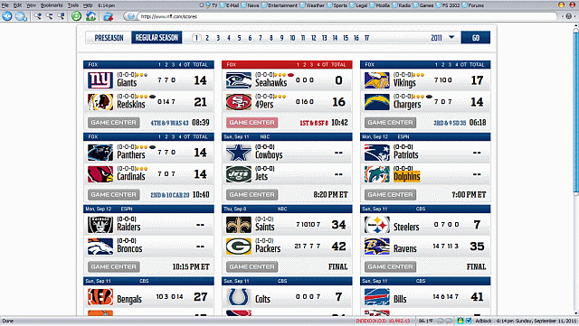 NFL Scoreboard
