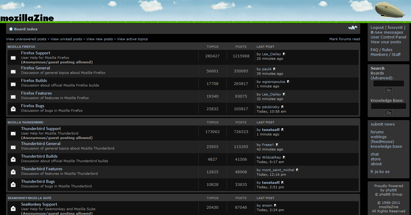 mozillaZine Forums Dark