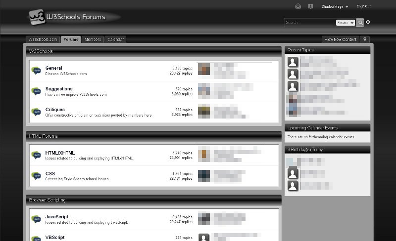 W3Schools Forum - Darkness Falls
