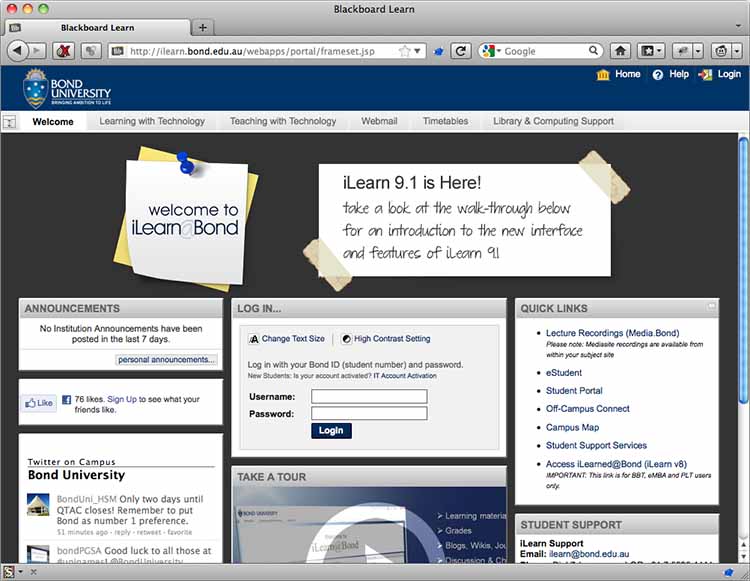 Bond Uni iLearn De-Corkboard