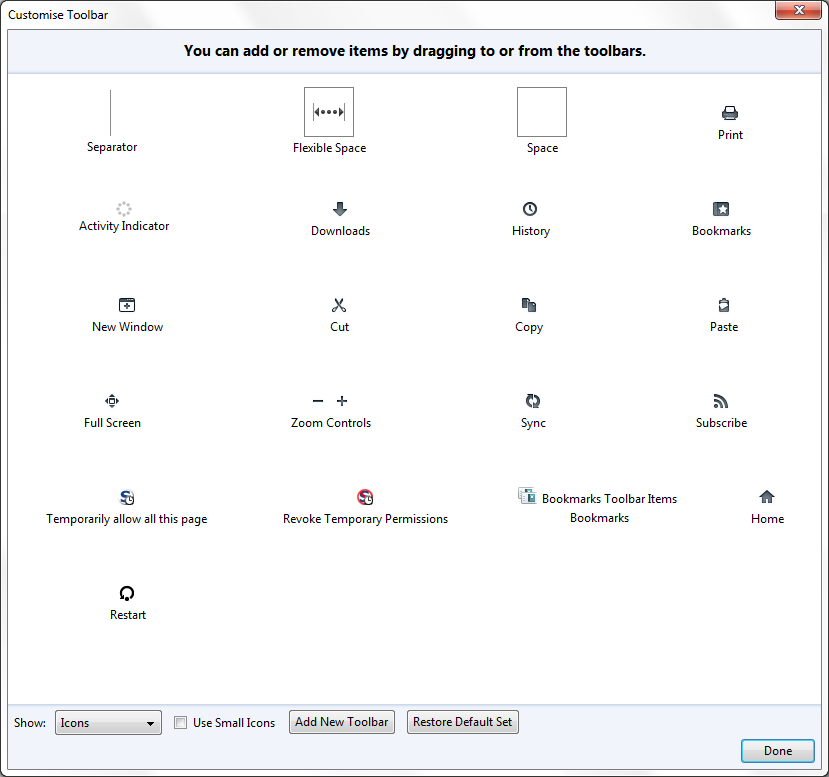 Customize Toolbar - up to date