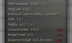 Extension Options Menu