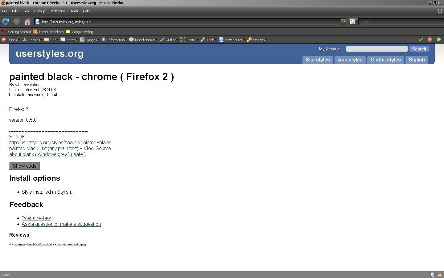 painted black - chrome ( Firefox 2 )