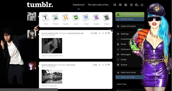 Lady Gaga tumblr dashboard 1