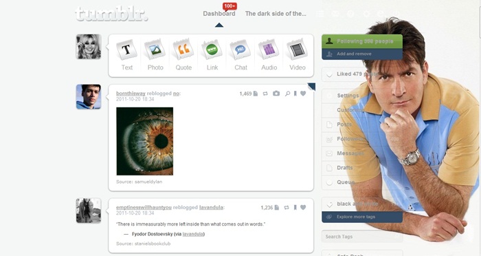 Charlie Sheen tumblr dashboard