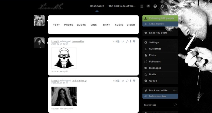 Kurt Cobain Tumblr dashboard