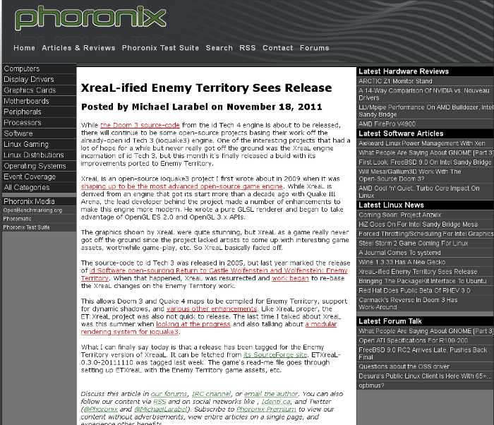 Phoronix - mark self-reference URLs in text