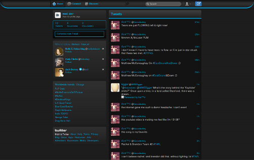 Twitter Dark CALM Blue Glow(New Twitter Layout)