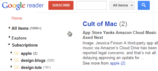 Google Reader One Bar