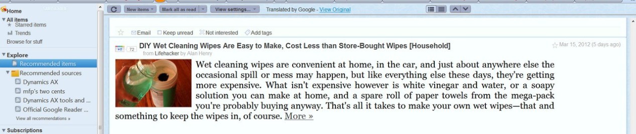 Google Reader - EyeFriendly