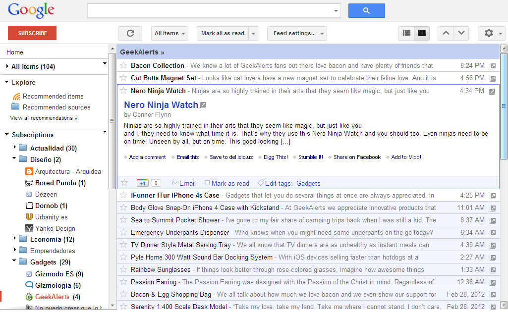 GReader Harmonic - Google Reader Style