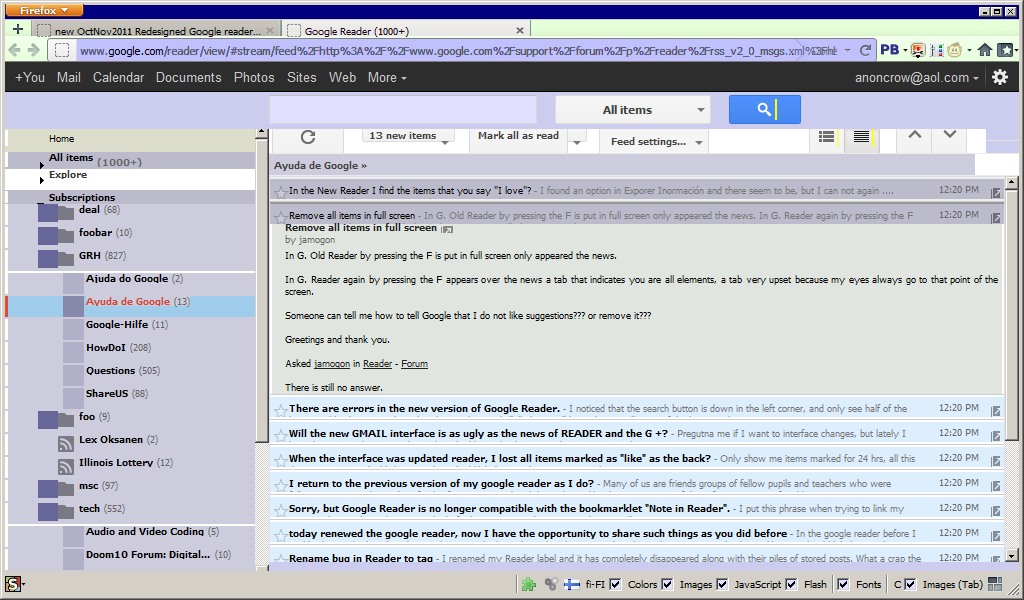 new OctNov2011 Redesigned Google reader minimalist