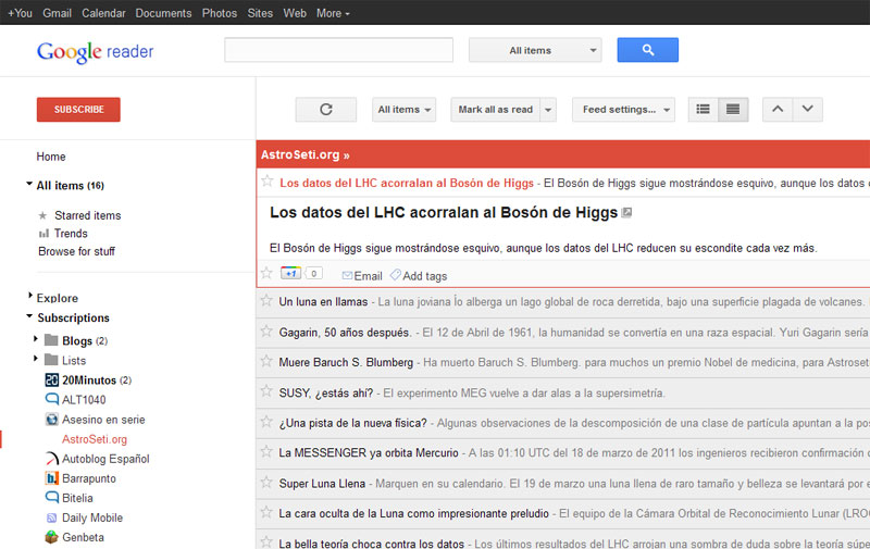 Google Reader RRReader