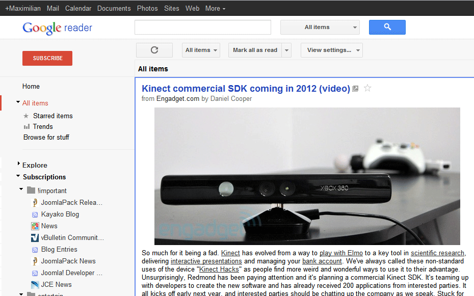 Google Reader Readability