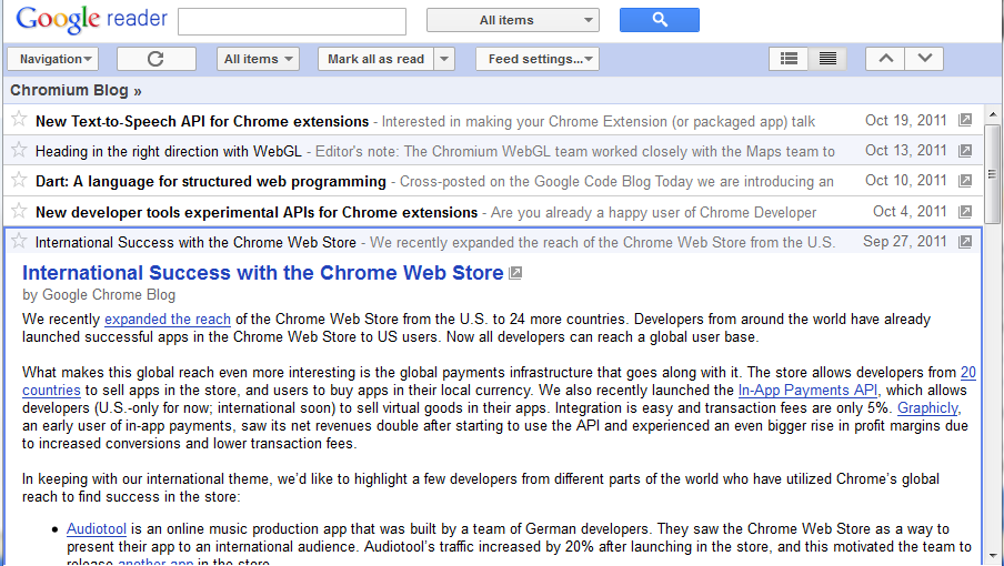 Old styled Google Reader