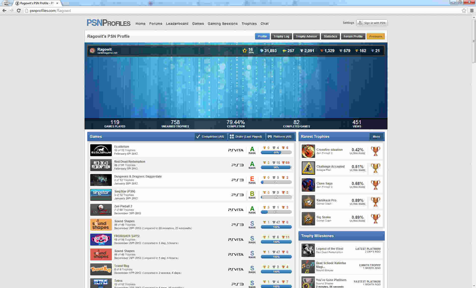 PSNProfiles.com - Remove recent trophies slider