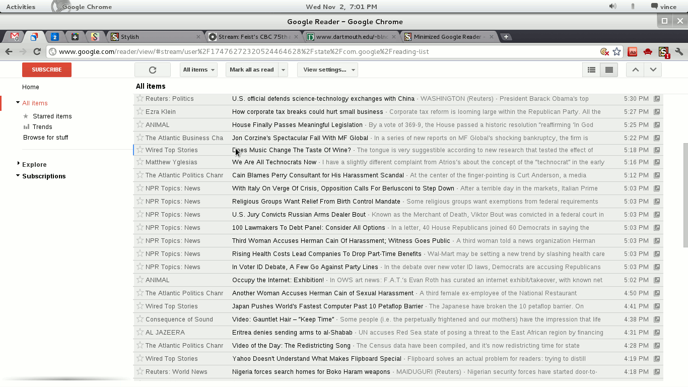 Minimized Google Reader