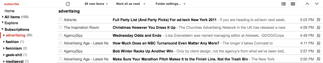 Compact Google Reader