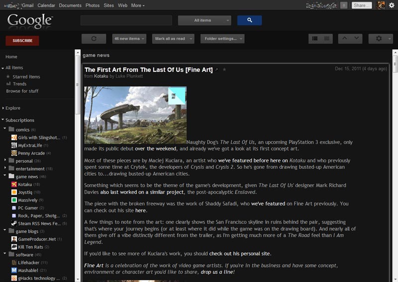 Google Reader - Kemwer Black