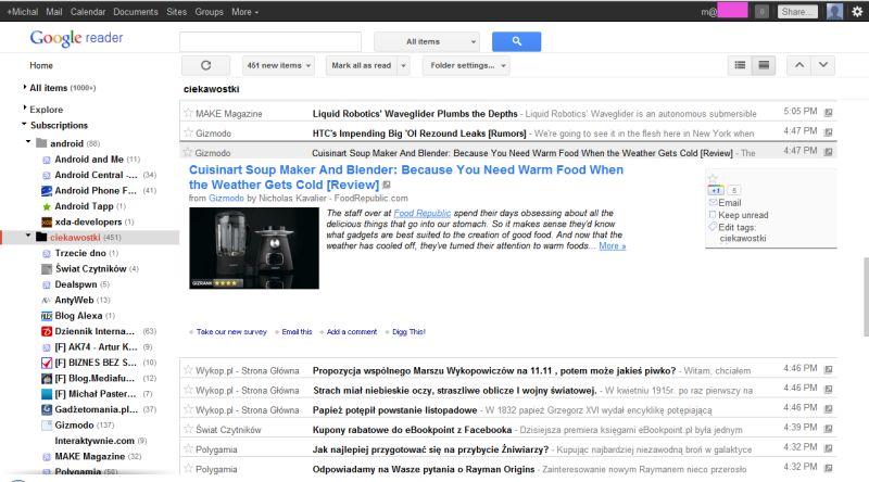 Compact New Google Reader