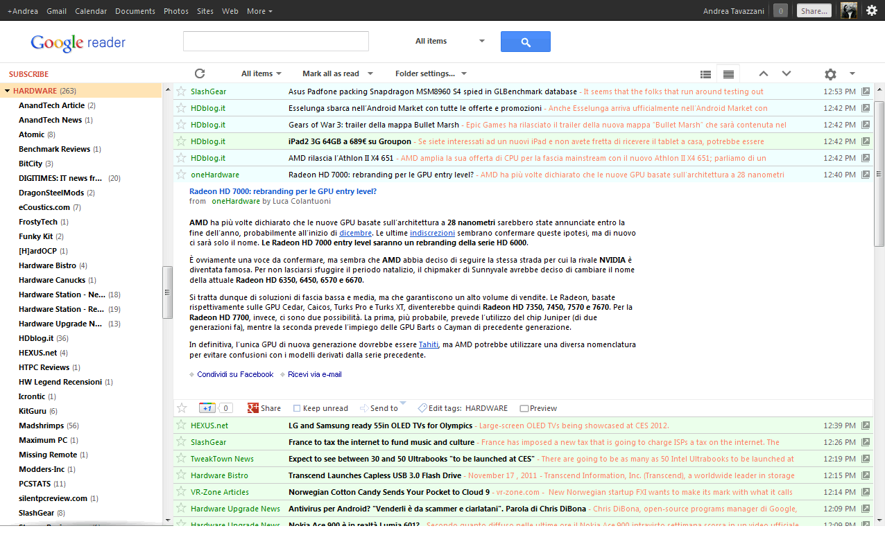 Google Reader MOD + Colors