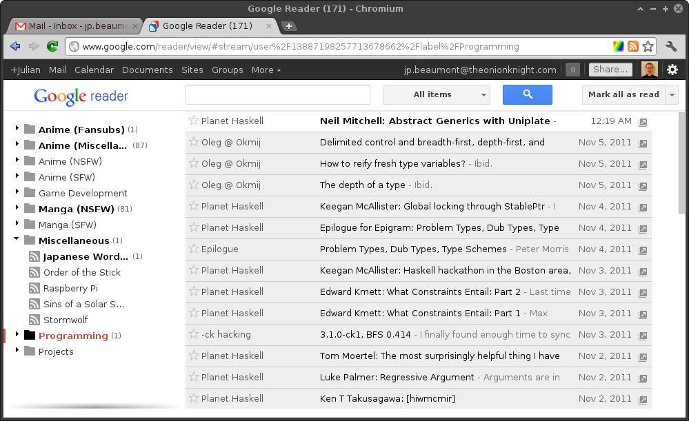 Google Reader - Simple/Compact