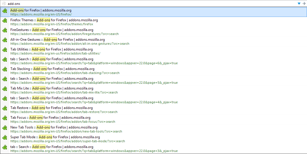 Firefox - Awesome Bar Popup