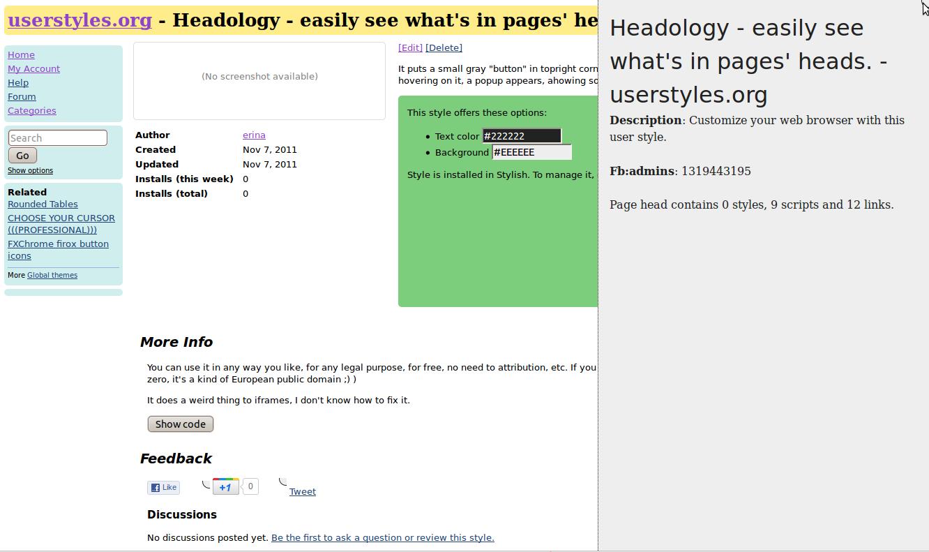 Headology - easily see what's in pages' heads.