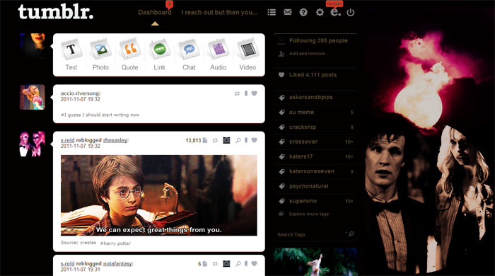 Caroline Forbes & 11th Doctor Tumblr Dashboard