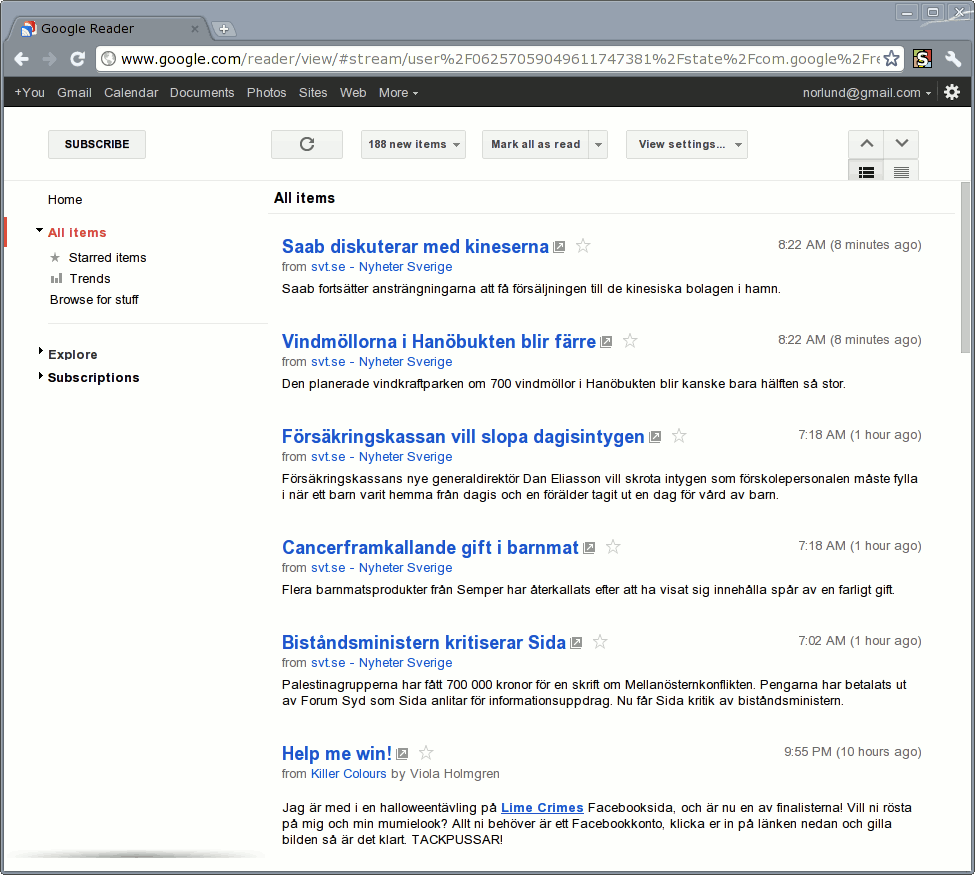 Google Reader - Less Stuff, Less Red