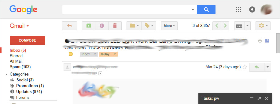 Gmail Easy Access Colored Buttons
