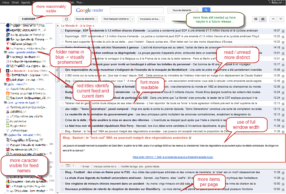 Google Reader - new interface tuned