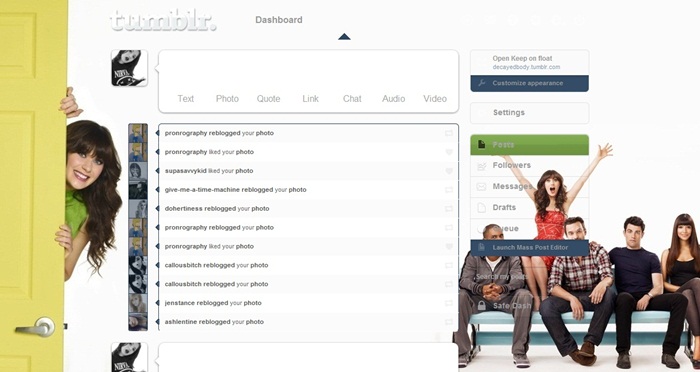 New Girl tumblr dashboard