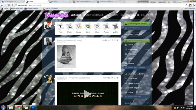 Zebra Glitter dashtheme