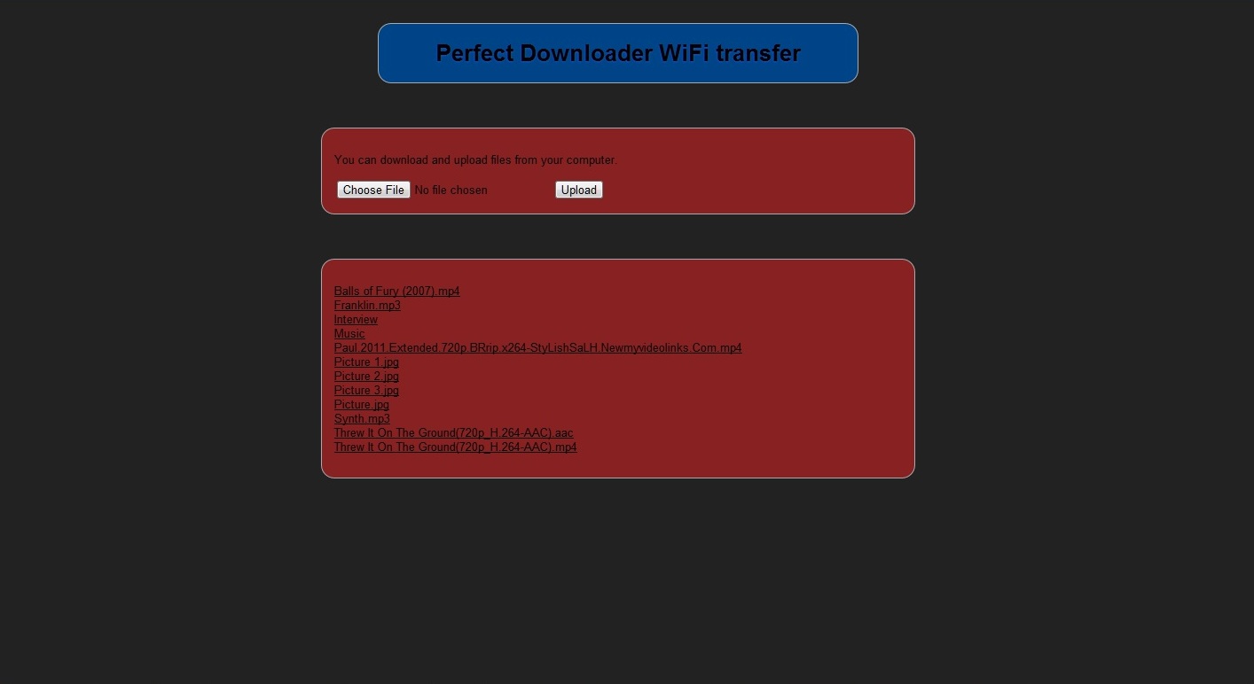 Perfect Downloader WiFi Transfer