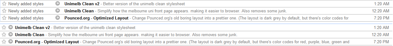 Google Reader - Left Aligned Entry