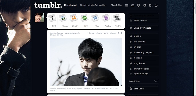 Myungsoo (L) Infinite Tumblr Dashboard Theme