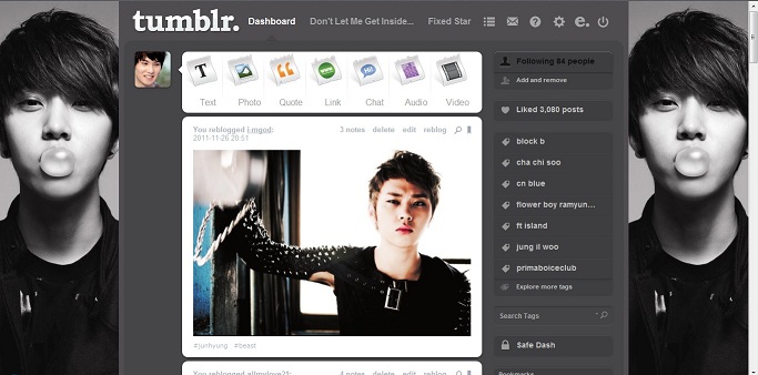 Yong Jun Hyung B2ST Tumblr Dashboard Theme