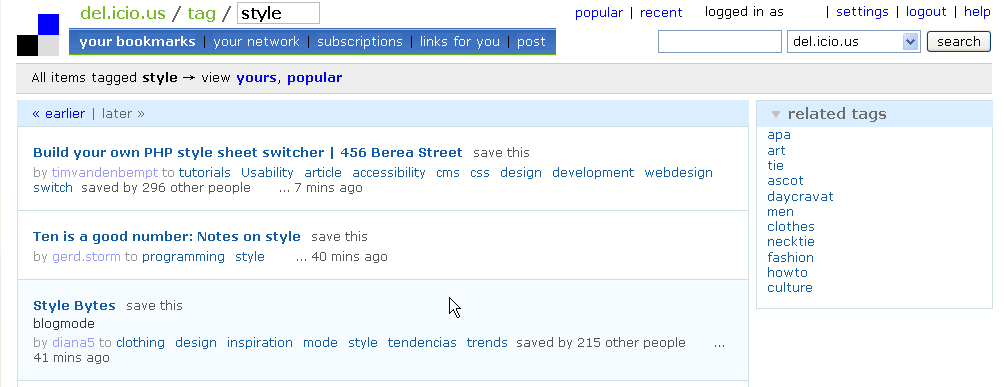Delicious - QQ Bookmarking Style