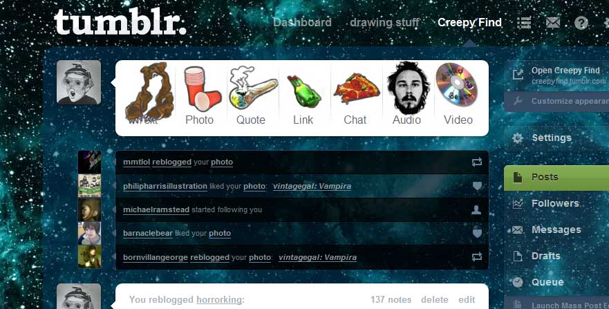Workaholics Tumblr Dashboard Menu