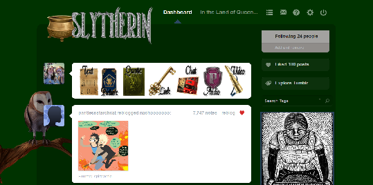 Hogwarts House - Slytherin Tumblr Dashboard Theme