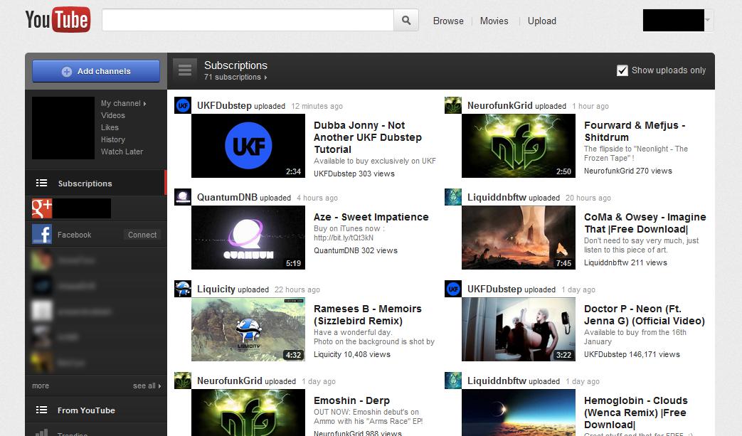 YouTube - more subscriptions, no recommendations!