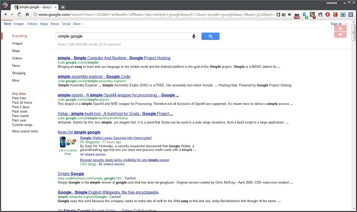 Simple Google with Fixed Areas