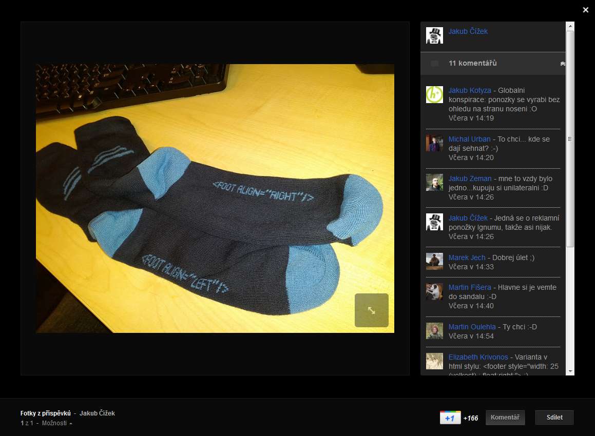 Darken G+ image comments
