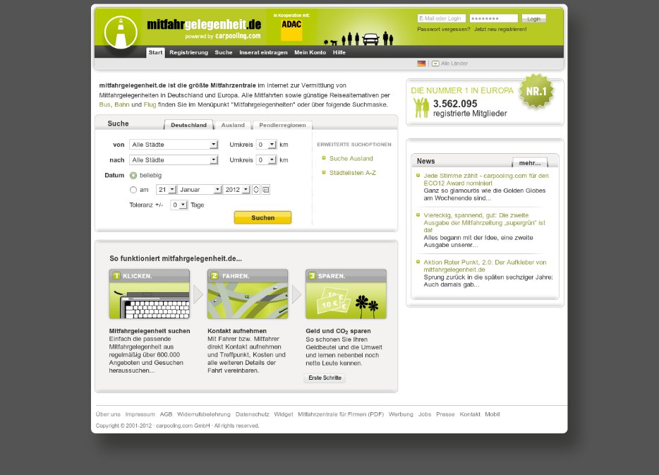 carpooling / mitfahrgelegenheit.de - nice & clean