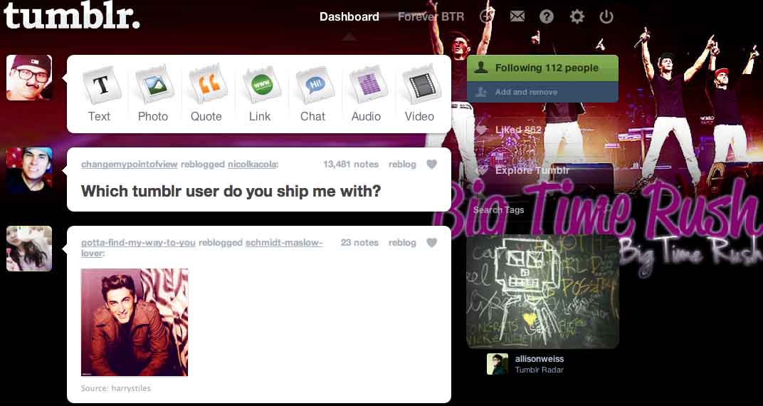 Big Time Rush Dashboard {Tumber}