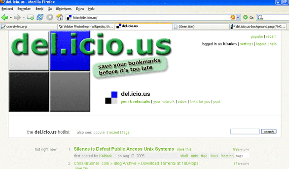 del.icio.us with header image